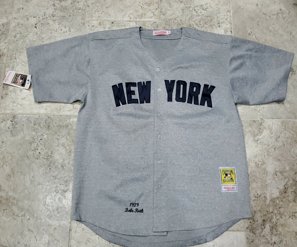 Men's Nike Babe Ruth Gray New York Yankees Road Cooperstown Collection Player Jersey