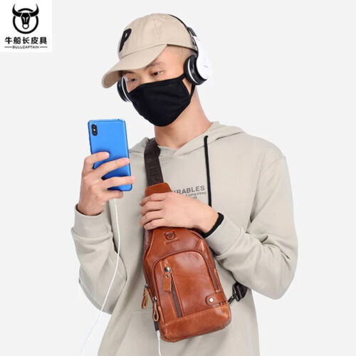 2024 new 100% cowhide Leather Casual Fashion Crossbody Chest Bag men's... - Picture 17 of 26