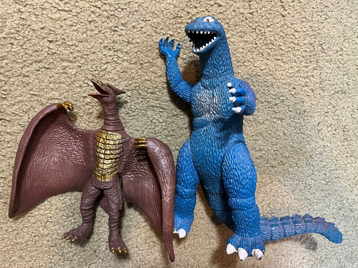 2 Vintage Imperial Godzilla 9” Blue Hard Rubber Action