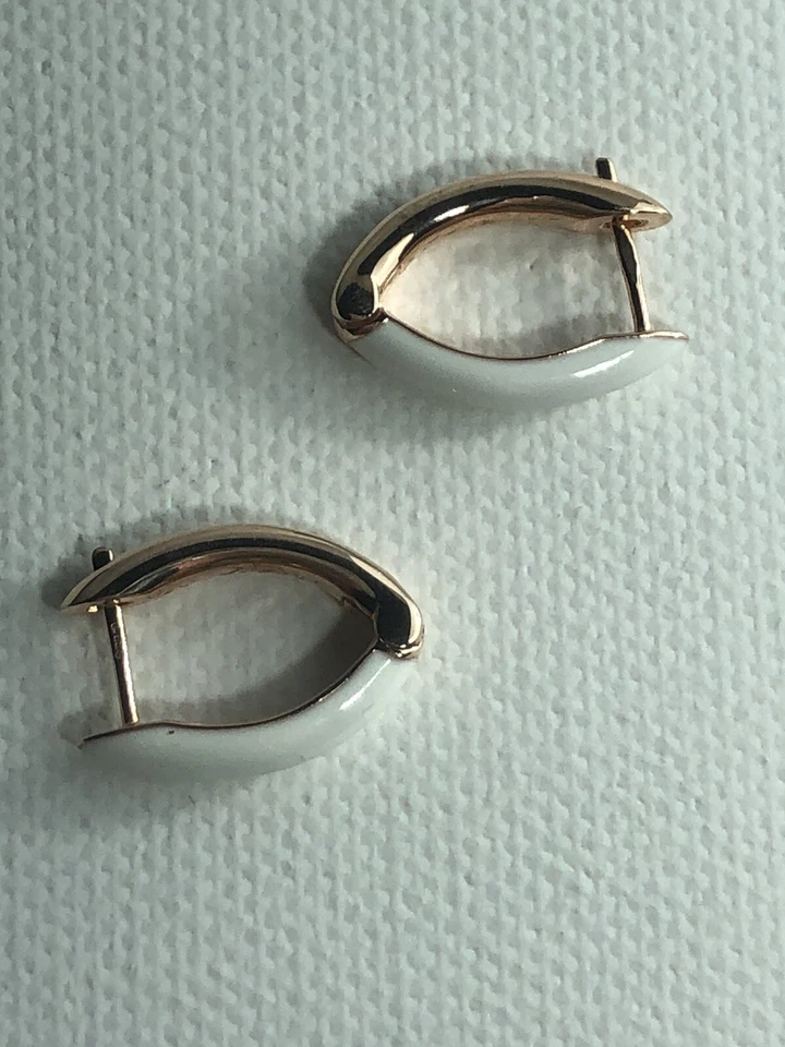 orecchini in argento 925 con rivestimento in smalto bianco - Immagine 4 di 4