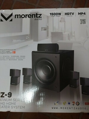 Morentz Audio MZ-9 Platinum Series 5.1 HD Home Theater System - 1500W- MP4- NEW