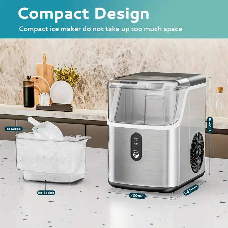 Stone Crusher Ice Maker Countertop - 26/34/45/80lbs Soft Chewable Pebble Icemake