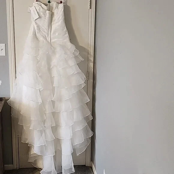 Vestido de novia blanco suave sin tirantes alto bajo talla 8 con flores 3D envío GRATIS Foto 2 de 4