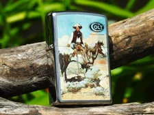 Zippo Lighter - Colt Firearms - The Arm of Law and Order - Cowboy Tex & Patches