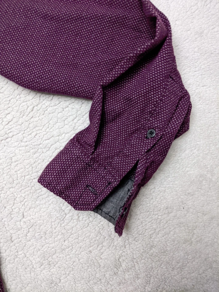Marc Ecko Cut Sew Mens S Purple Button Shirt Birdseye Flip Cuff - Image 2 of 4