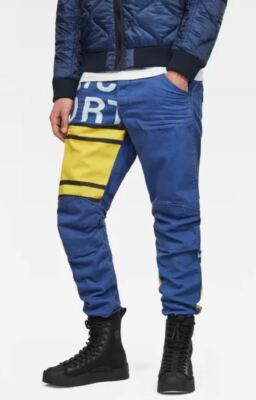 G-Star Elwood X52 5622 3D Tapered 34 Long Racing Pattern Print Jeans Pharrell