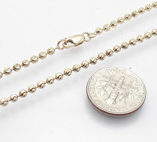8.5" Diamond Moon Cut Bead Ball Bracelet Lobster Lock Real 14K Yellow Gold - Picture 4 of 4