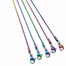 NEW! Lot 5pcs - 24" 🌈Rainbow🌈 Round🌈 Snake🌈 Chains ONLY🌈