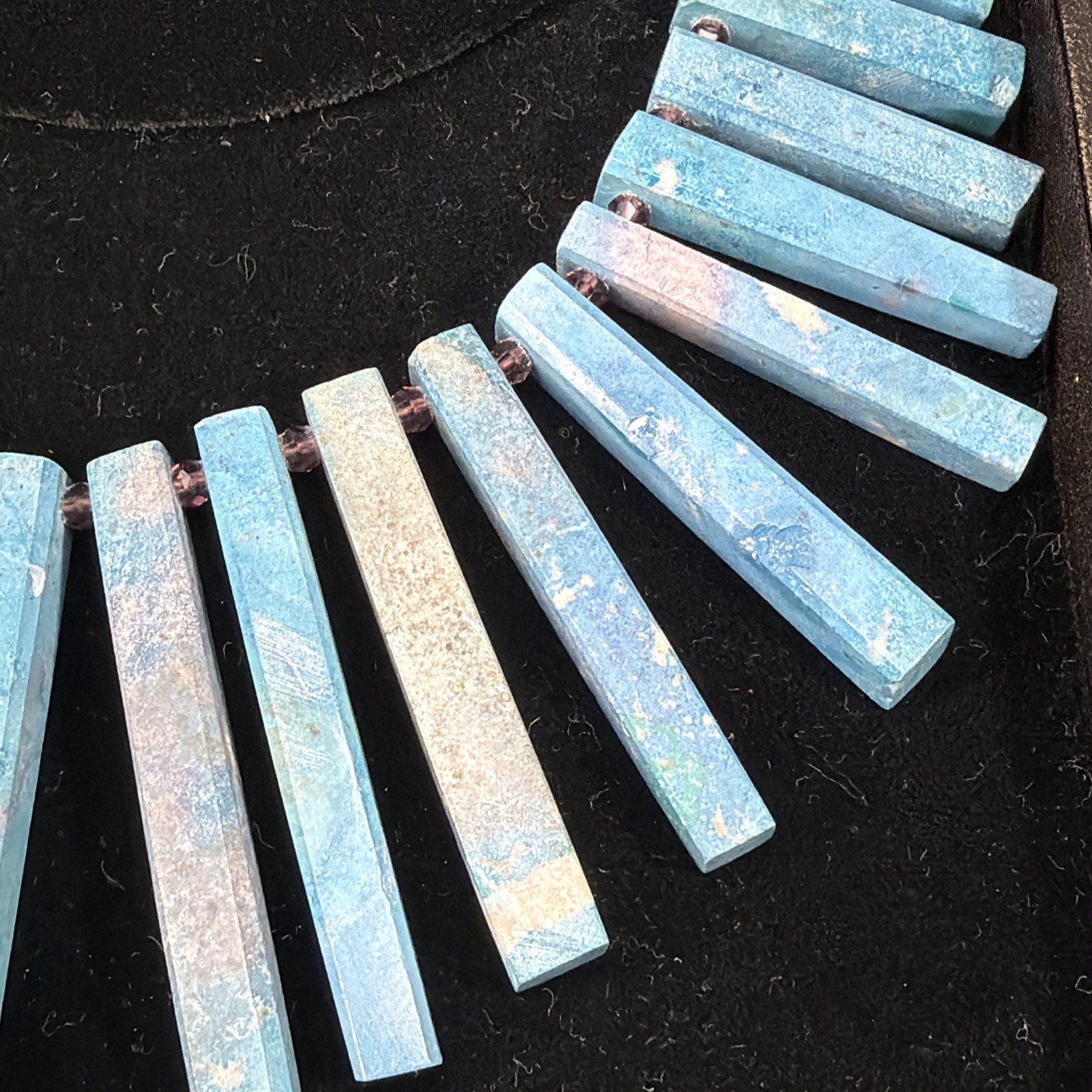 Turquoise Rectangular Bar Necklace Amethyst Silve… - image 9