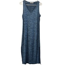 Rag Bone Blue Heathered V Neck Sleeveless Knit Maxi Dress M Casual Designer