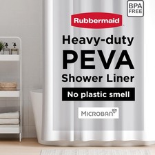 Rubbermaid White Shower Curtain Liner, 70"W x 72"L Pack of 1 ,