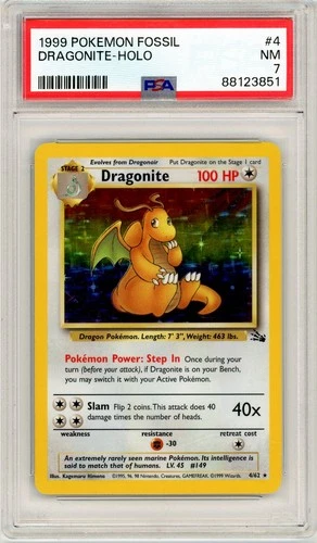 Pokemon Dragonite #4 Fossil Holo PSA 7 NM