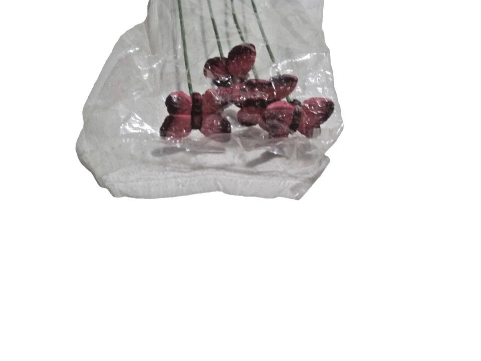 Juego de 4 selecciones de mariposa rosa/púrpura de colección miniatura para jardín de hadas flor artesanal de insectos Foto 3 de 4