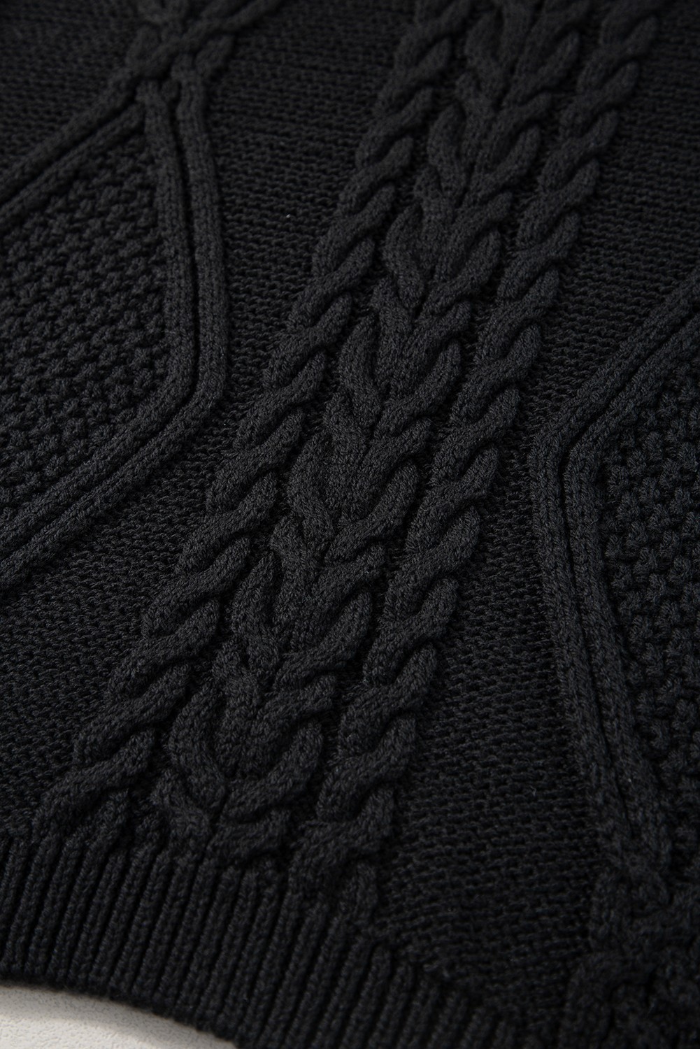 Black Cable Knit Sweater Vest XL High Neck Sleeveless Jumper Tank Top UK Size 16 image 3