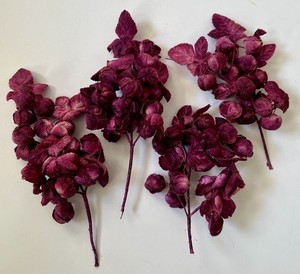 4 VINTAGE PURPLE W/ PINK ACCENTS VELVET BERRY BUNCHES MILLINERY