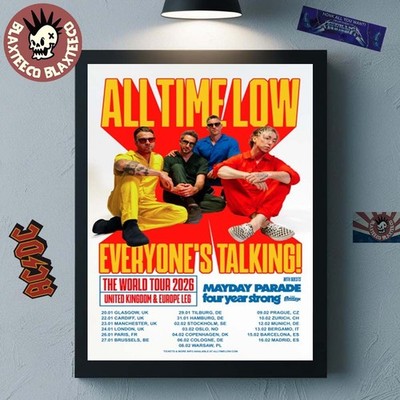 All Time Low Everyones Talking World Tour 2026 UK Europe Dates Poster Unframed