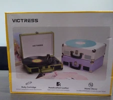 Vinyl Time Vintage-Retro Turntable- Light Purple TE-2021 Bluetooth, Aux, RCA Out