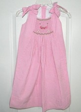 Girl's Pink White Check Smocked Aligator Dress Size 4