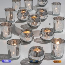 DEVI 48PCS Assorted Mercury Glass Votive Candle Holders