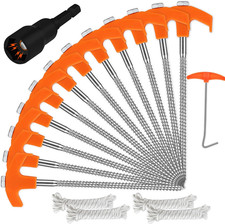 Tent Stakes Heavy Duty, 12-Pack 8.07 Inch Tent Stakes with 4 x 13ft Rope