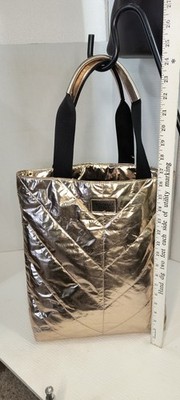 Victoria's Secret Metallic Rose Gold Chevron Tote Bag NEW