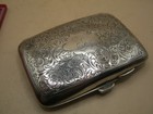 Antique Early 20th Century Sterling Silver Cigarette / Card Case Gilt Interior