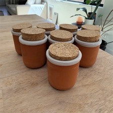 Set of 7 Terracotta Cylinder Spice Jars Brown...