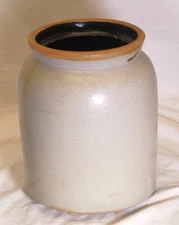 Antique Primitive Salt Glazed Stoneware Crock Pickling Canning Jar Farm Jug g