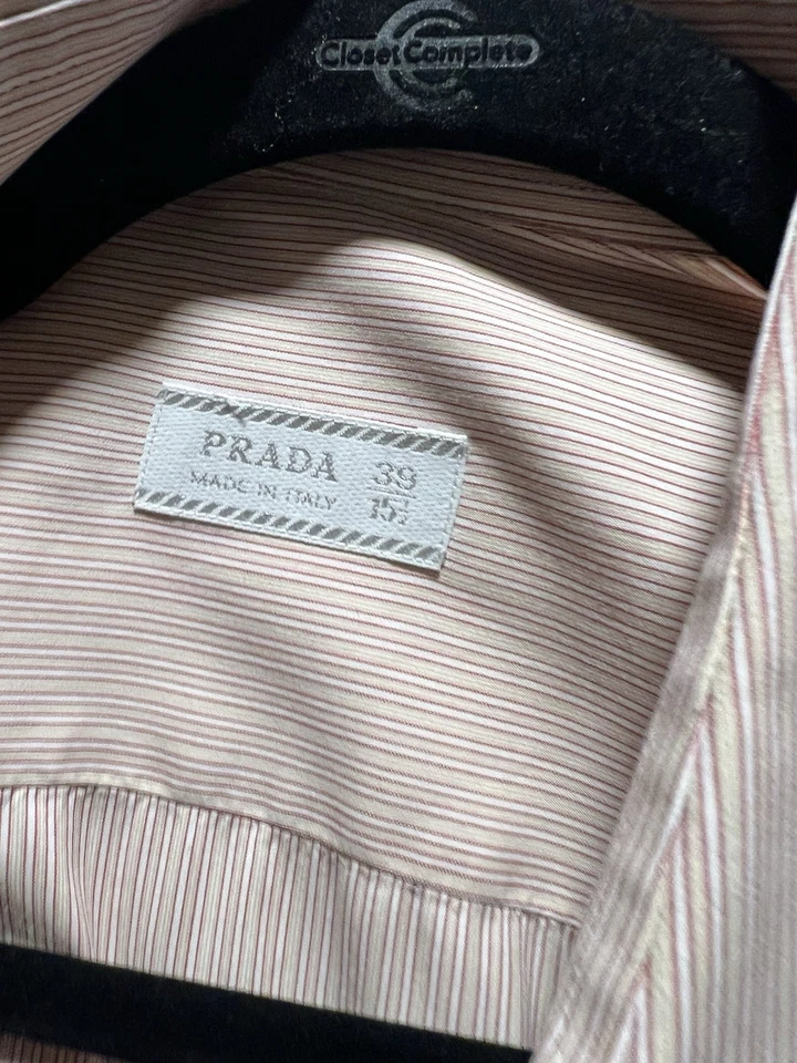 PRADA Milano Made in Italy Blue Stripe Designer Dress Shirt 15.5/39 - Image 3 of 4