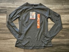 NWT Spyder Active Womens Long Sleeve Top Heather Black Thumb Zip Pocket Size M