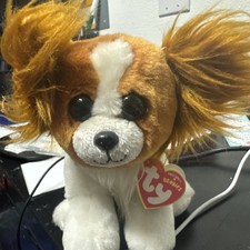Ty Beanie Baby - BARKS the Papillon Dog 6" Plush Stuffed Animal Toy 
