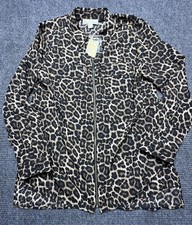 Chaqueta Michael Michael Kors Mujer Mediana Oscura Camel Leopardo Cremallera Frontal Utilidad