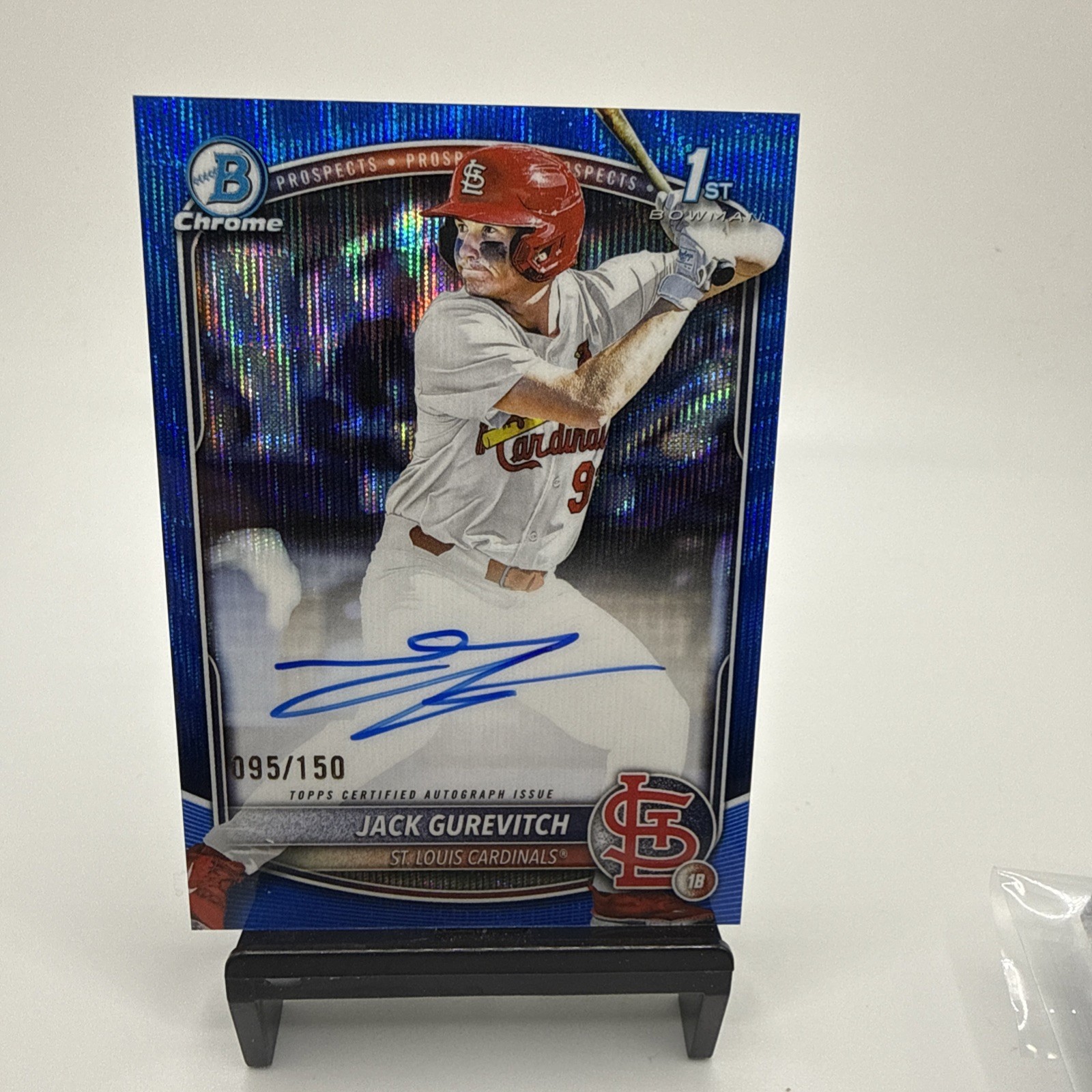 Jack Gurevitch 2025 Bowman Draft Blue Wave Chrome Auto /150 Cardinals ￼