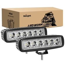 Nilight LED Light Bar 2PCS 18W 6Inch Flood LED Pods Offroad Fog Light Waterp...