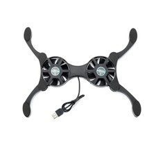 Black USB Laptop Cooler Pad 2 Powerful Fans 28CFM Compact Foldable for Notebook