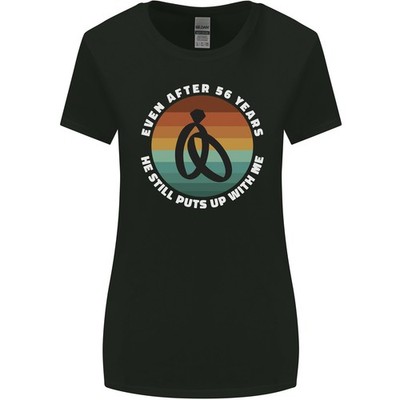 56. Hochzeitstag T-Shirt Damen Slim Fit Rundhalsausschnitt
