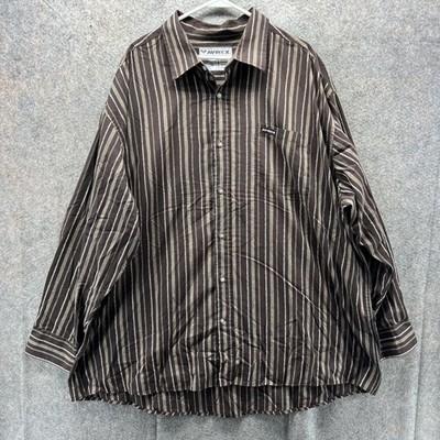 Avirex Shirt Mens 4X Brown Striped Button Down Long Sleeve Casual
