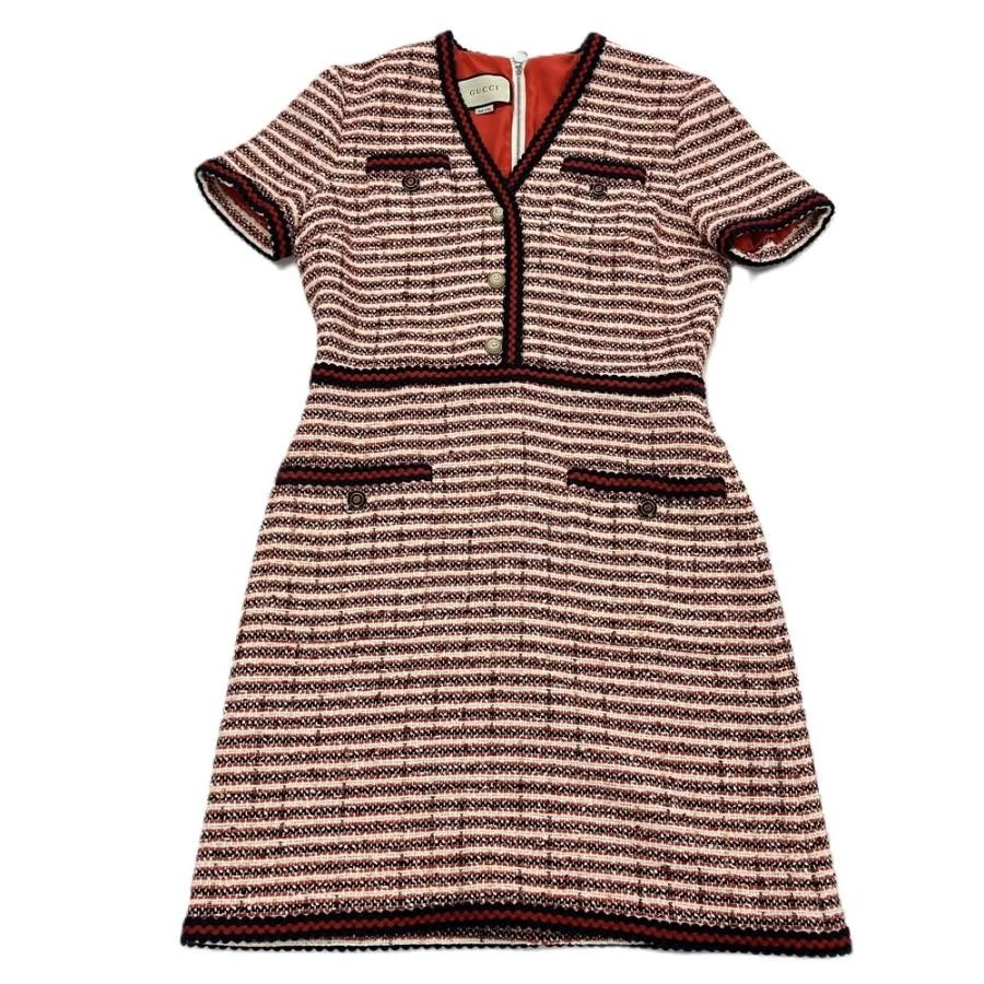 Gucci abito tweed manica corta 497622 rosso taglia 46 donna