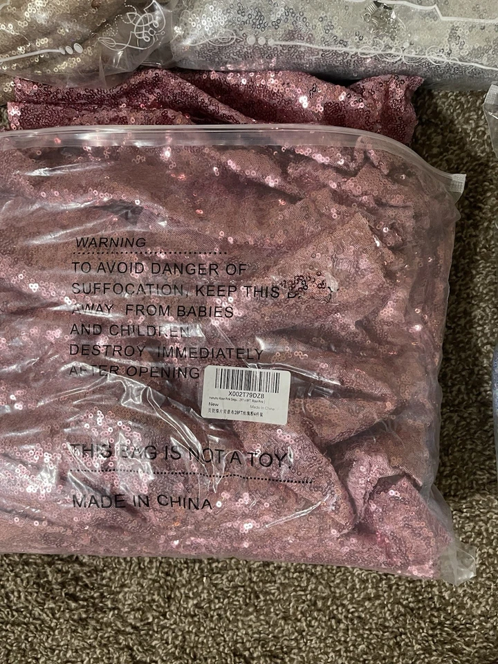 5pk Sequin Photography Backdrop Curtains, 2x8 Glitter Photo Booth Background - Image 3 of 4