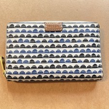 Fossil Emma RFID Wallet Zip Around 6  Black Blue White Damaged