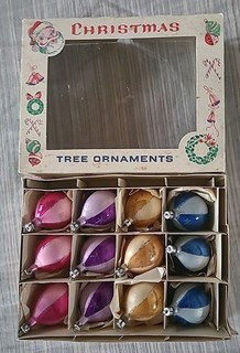 Vintage Box Set 12 Fantasia 3" Ornament Polish Teardrop Mercury Glass Christmas