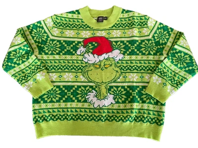 The Grinch Merry Grinchmas Ugly Christmas Knitted Crew Neck Sweater Size Medium - Image 1 of 4