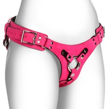 Pink Durable Leather Adjustable Waist Corset 28 To 45 Inches Thigh 23 Inches