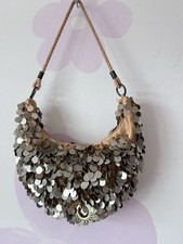 Debut Vintage Y2K Sequin Coin Shoulder Bag Boho Fairycore Witchy Festival Peach