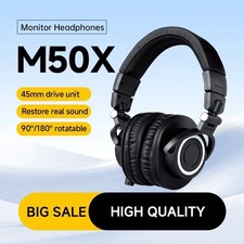 Audio Technic ATHM50X Black Studio Monitor Headphones + Case & Cables ATH-M50X