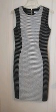 NWOT Calvin Klein Women Geometric Black Contrast Sheath Dress Size 4
