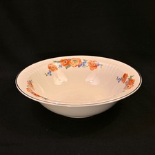Hall Rimmed Vegetable Serving Bowl Orange Poppy Platinum Trim Radiance 1933-1953