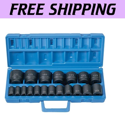 Professional-Grade 19-Piece Standard Length Socket Set with Multi-Sized Options
