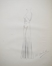 Atelier VIONNET - Original Drawing - Pencil - Backless Dress 76