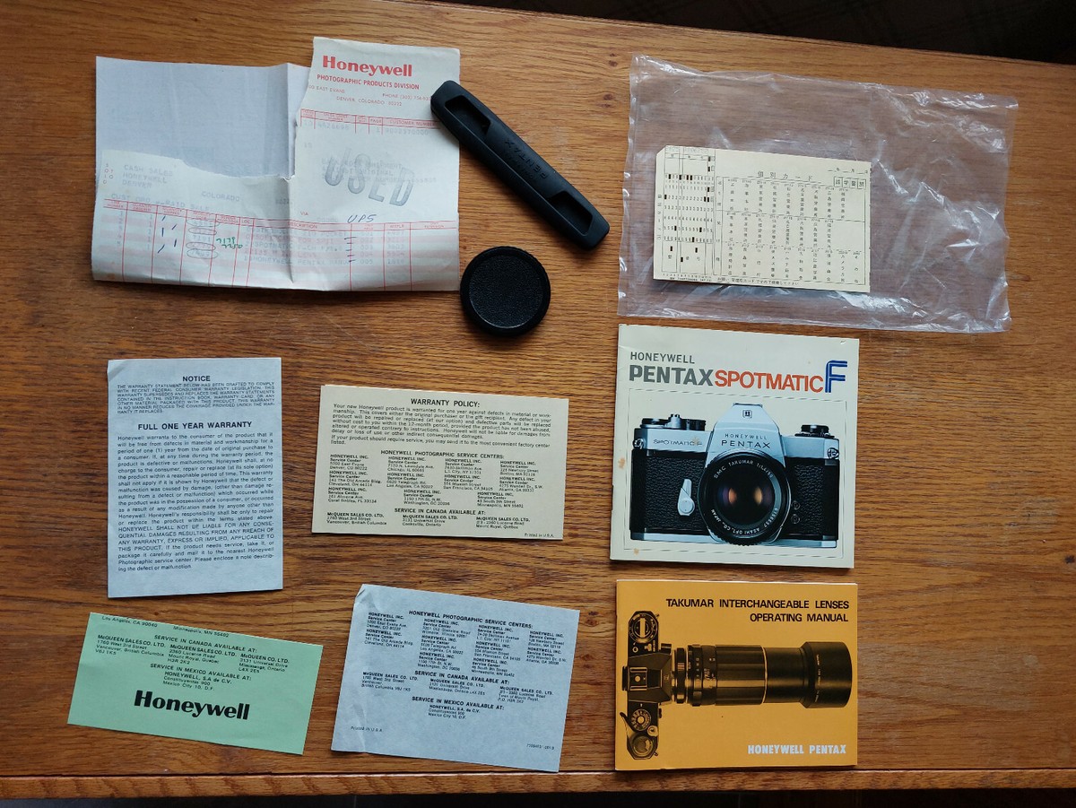 HONEYWELL PENTAX SPOTMATIC F CAMERA INSTRUCTION MANUAL PACKET WITH CAP  BASE